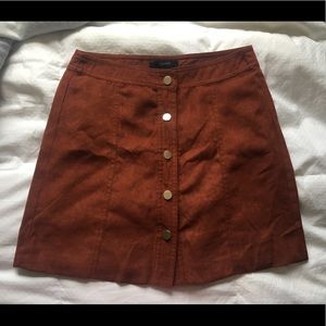 Suede button up skirt